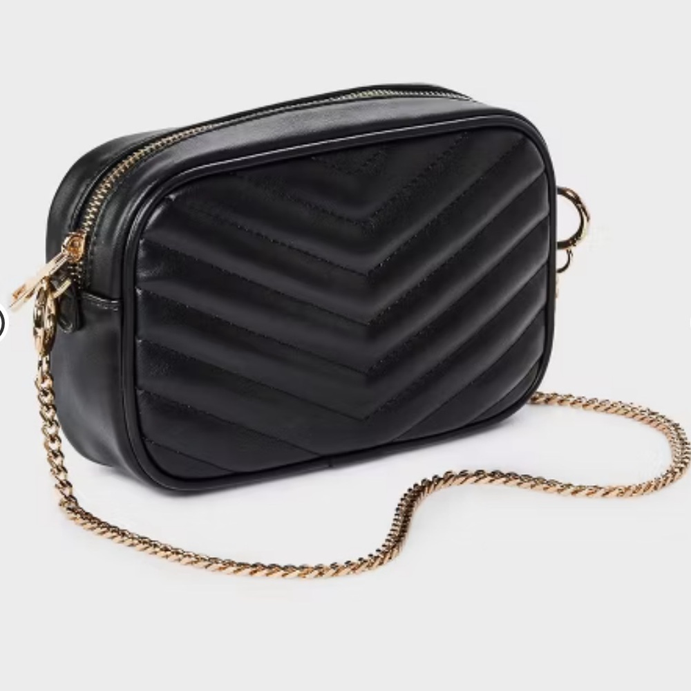 A new day black quilted camera crossbody bag purse